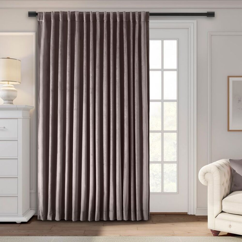 Ricardo Velvet Rod Pocket w/Back Tabs Patio Panel w/Blackout Lining 100x84 Mauve